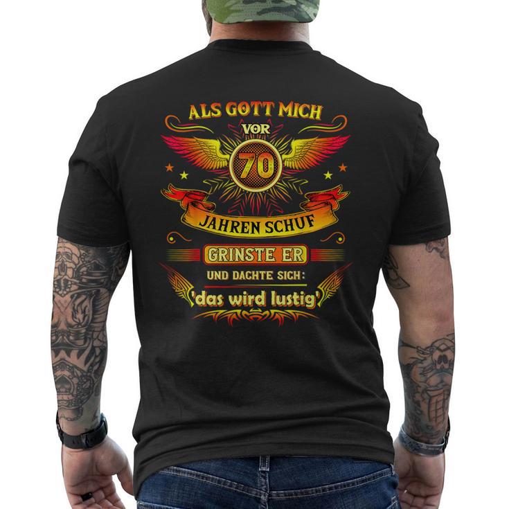 70Th Birthday Als Gott Michor 70 Jahre Schuf Grinste Er Grins T-Shirt mit Rückendruck