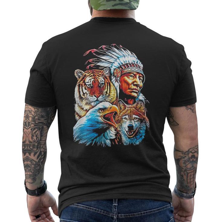 Águila Lobo India Nativa Americana Americana Del Norte Camiseta Hombre Estampado Espalda