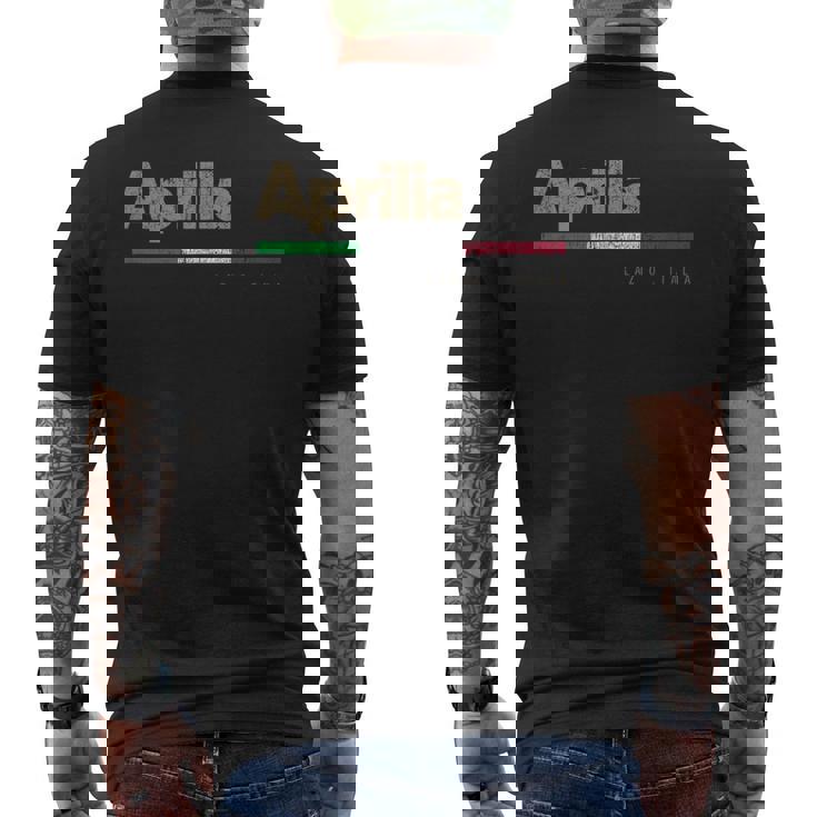 Aprilia Ciudad Italiana Retro Bandera Italia Camiseta Hombre Estampado Espalda