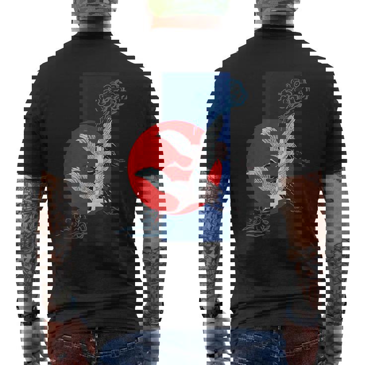 Arte De Pájaro Grulla Baile De Grullas Arte Retro Japonés Camiseta Hombre Estampado Espalda