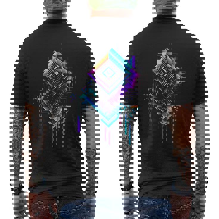 Arte Gráfico Abstracto Polígono Arquitectura Motivo Camiseta Hombre Estampado Espalda