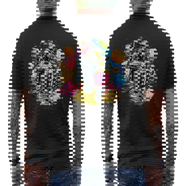 Astronaute Galaxie Colorée Mangeant Du Popcorn Savoureux T-shirt imprimé au dos