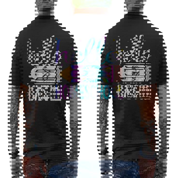 Back To School Hello Homeschool Leopard Tie Dye Pencil Men's T-shirt Back Print