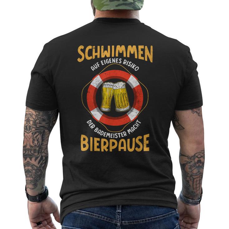 Bademeister Macht Bierpause Meer Swimming Pool T-Shirt mit Rückendruck