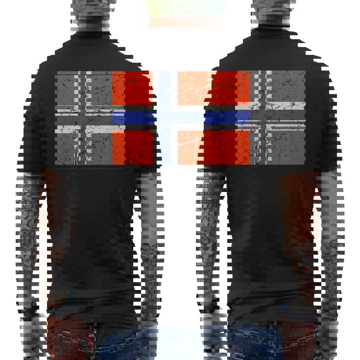 Bandiera Della Norvegiaintage Retrò T-shirt da uomo con stampa posteriore