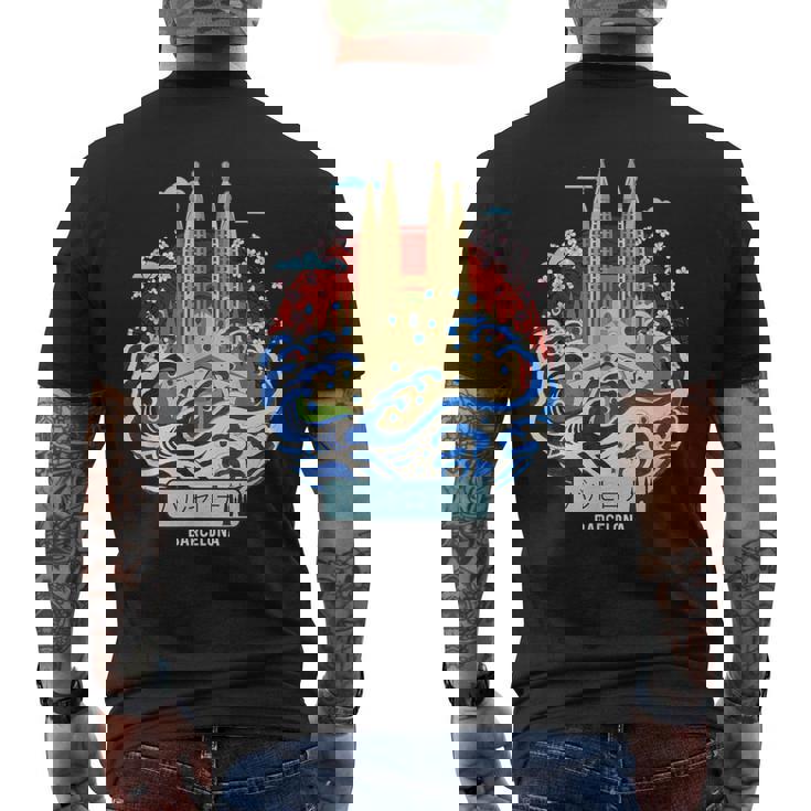 Barcelona España Japonesa Gran Ola Kanagawa Camiseta Hombre Estampado Espalda
