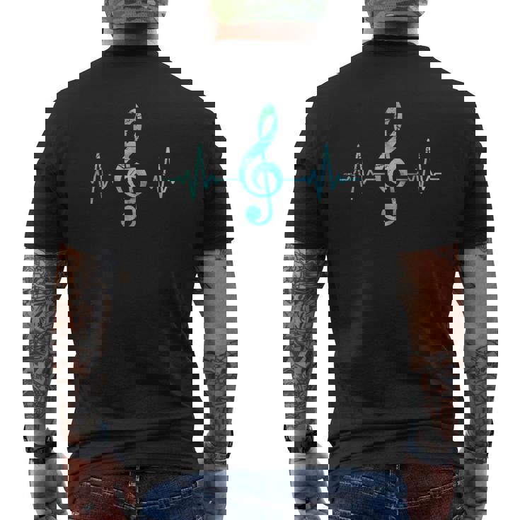 Battito Cardiaco Della Musica Chiave Musicale T-shirt da uomo con stampa posteriore