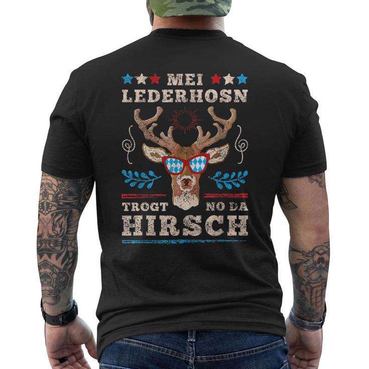 Bayern Wiesn Bekleidungolksfest Outfit Herren Short Sleeve Mei Lederhosn Trogt No Da Deer Costume Oktoberfest S T-Shirt mit Rückendruck