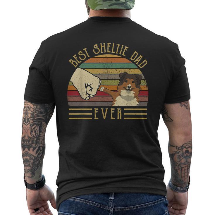 Best Sheltie Dad Ever Retrointage Sunset T-Shirt mit Rückendruck