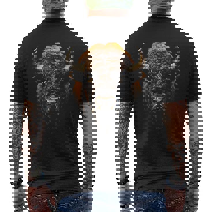 Bisonte Retrato Animal Zoo Arte Bisonte Camiseta Hombre Estampado Espalda