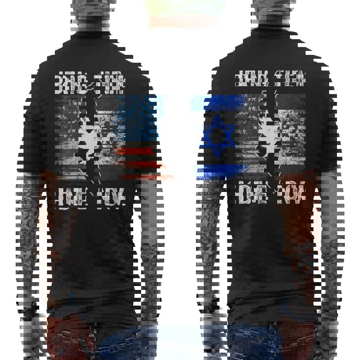 Bring Them Home Now Stand With Israel Israel America Flag Men's T-shirt Back Print