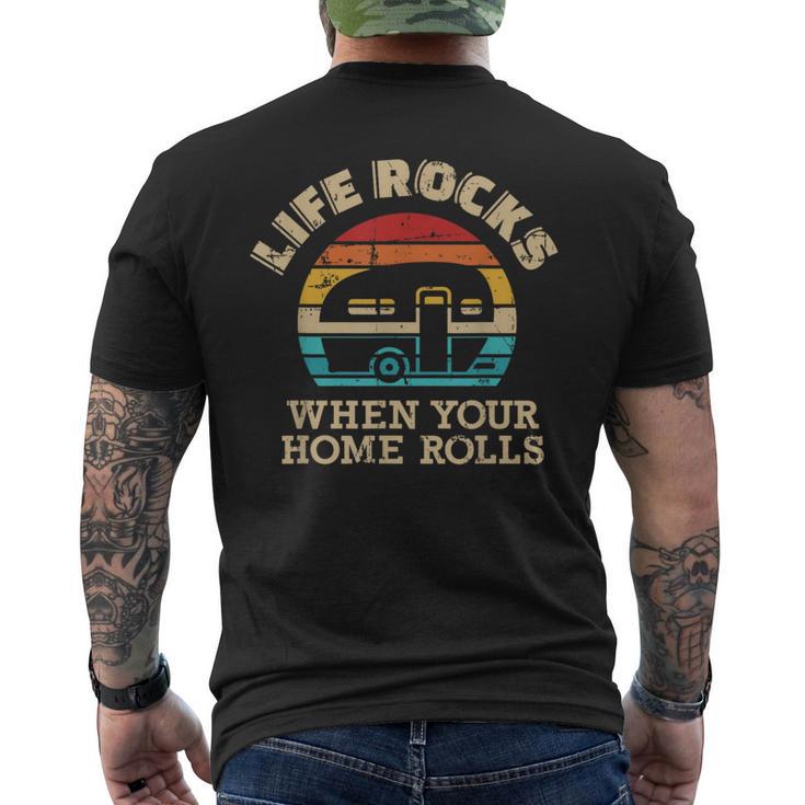 Camping Caravan Life Rocks Slogan T-Shirt mit Rückendruck