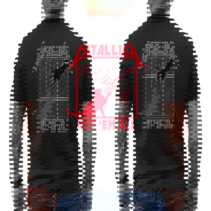 Catallica Pet 'Em All Divertente Gatto T-shirt da uomo con stampa posteriore