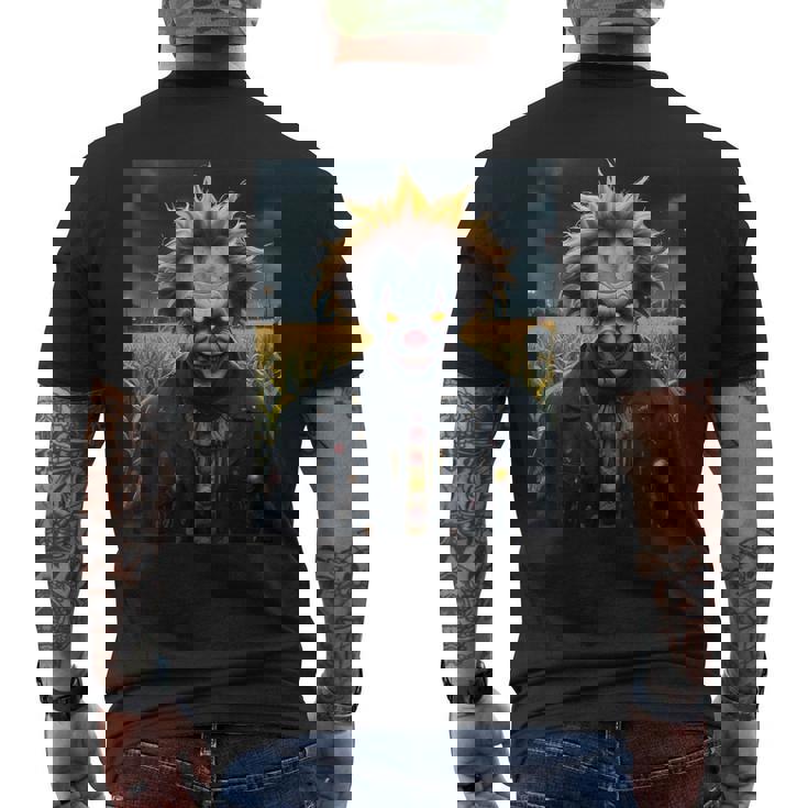 Clown Maléfique Un Champ De Maïs Monstre Sombre Horreur Effrayant Effrayant T-shirt imprimé au dos