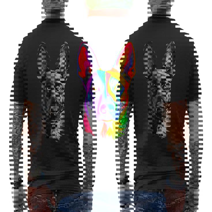 Colorful Belgian Malinois Lover Brave Dog Black Men's T-shirt Back Print