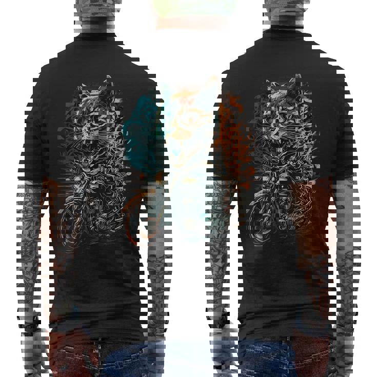 Cool Biker Cat Moto Racing T-shirt da uomo con stampa posteriore