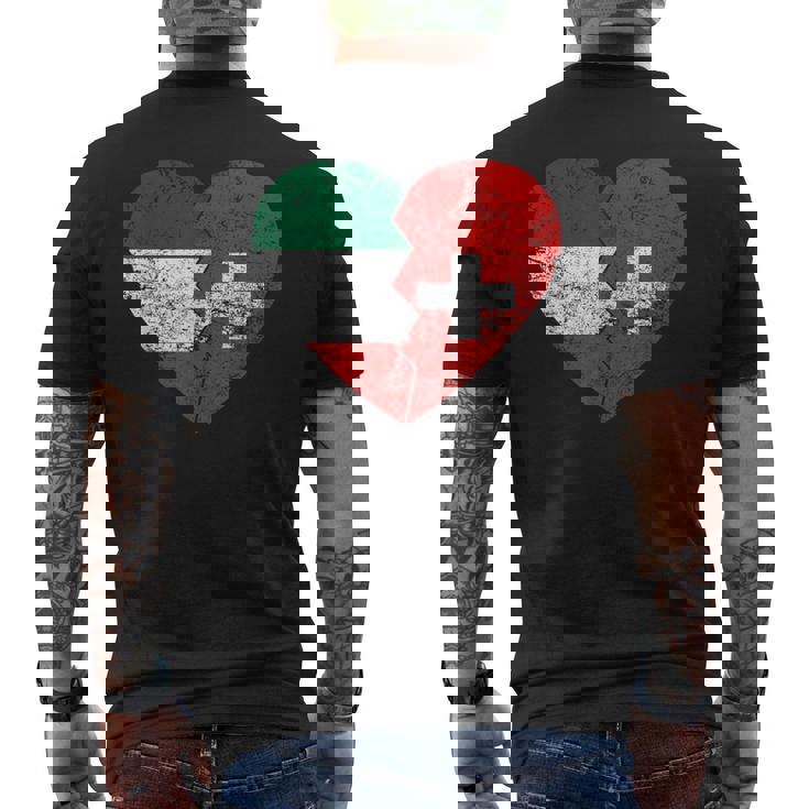 Corazón Banderas Suizas Italianas Italia Suiza Raícesintage Camiseta Hombre Estampado Espalda