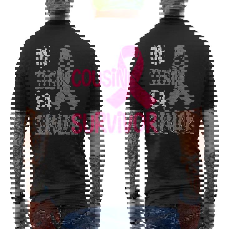 My Cousin Is A Survivor Breast Cancer Support Squad Men's T-shirt Back Print