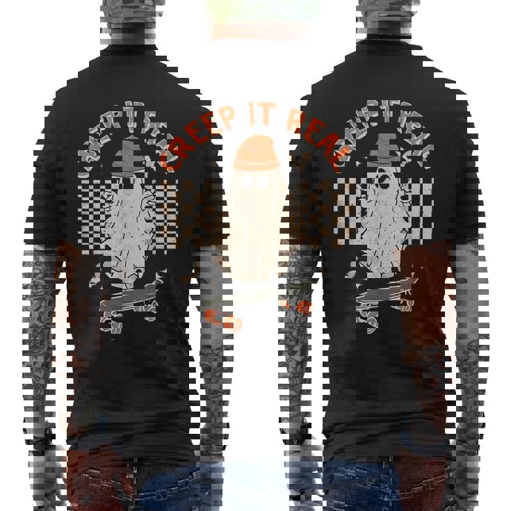 Creep It Real Skateboarding Ghost Retro Halloween Costume Men's T-shirt Back Print