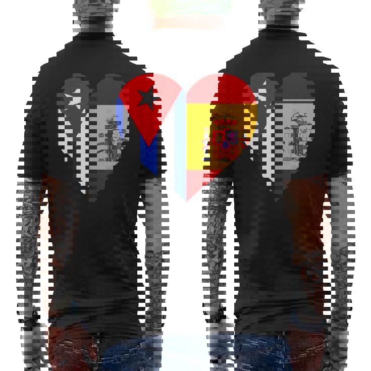 Cuba España Banderas Corazón Camiseta Hombre Estampado Espalda