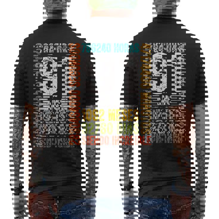 Cumpleaños Feliz 91 Años Feliz 91 Años Regalos Originales Camiseta Hombre Estampado Espalda