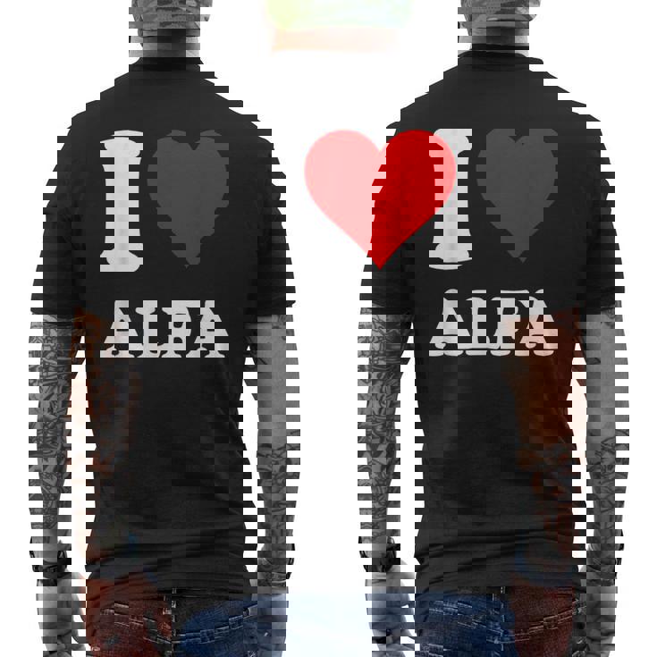 Cuore Rosso Amo Alfa T-shirt da uomo con stampa posteriore