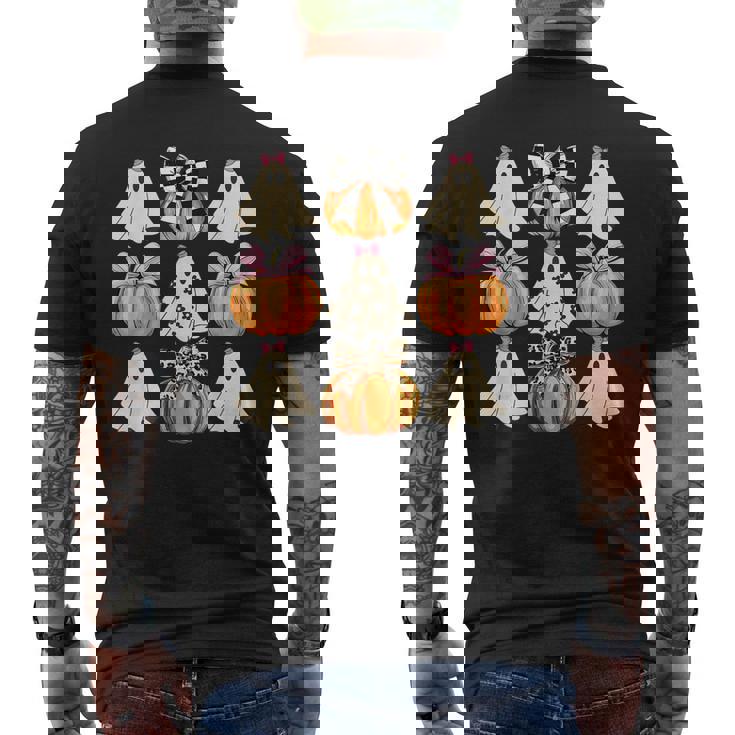 Cute Coquette Bows Ghost Pumpkin Season Halloween Autumn Men's T-shirt Back Print