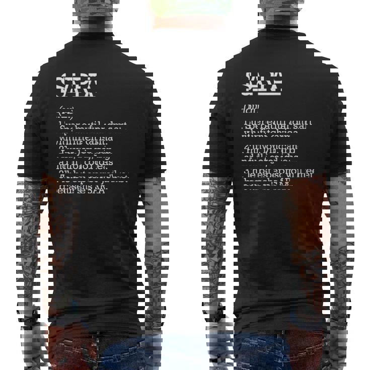 Definición De Sara Nombre Personalizado Sara Divertido Cumpleaños Cuello Camiseta Hombre Estampado Espalda