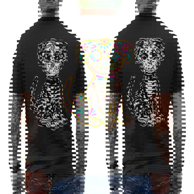 Dia De Los Muertos Skeleton Sugar Skull Dog Day Of The Dead Men's T-shirt Back Print