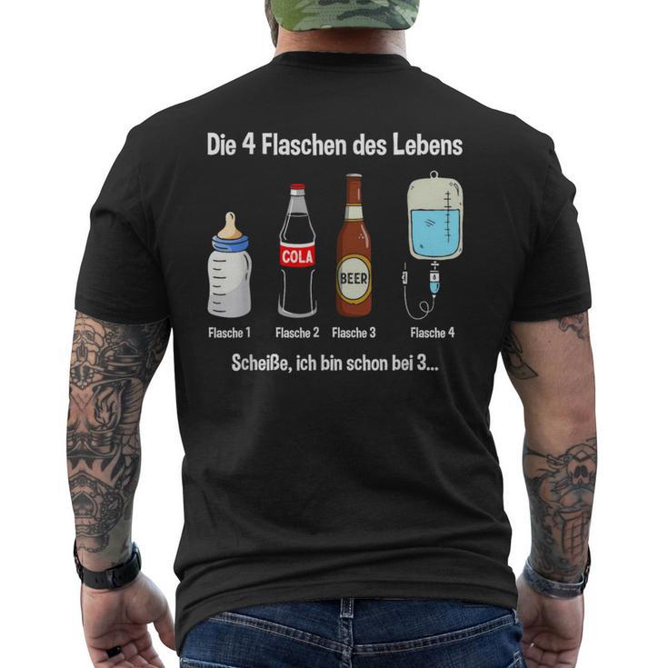 Die 4 Flaschen Des Leben Party T-Shirt mit Rückendruck