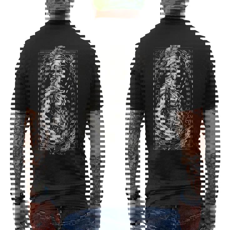 Dieu Grec Athéna Tenant La Lance Guerrier Spartiate T-shirt imprimé au dos