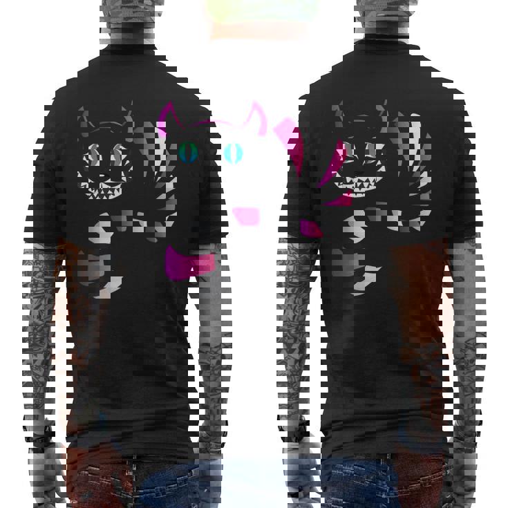 Divertente Cheshire Faccia Gatto Divertente Gatto T-shirt da uomo con stampa posteriore