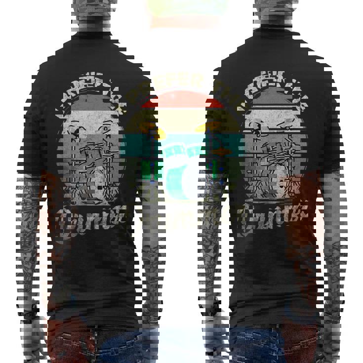Divertido Rock Music Band Drum Player Retrointage Camiseta Hombre Estampado Espalda