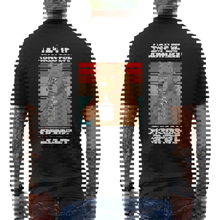 I Dont Like Mattina Persone Orso Caffè Divertenteintage T-shirt da uomo con stampa posteriore