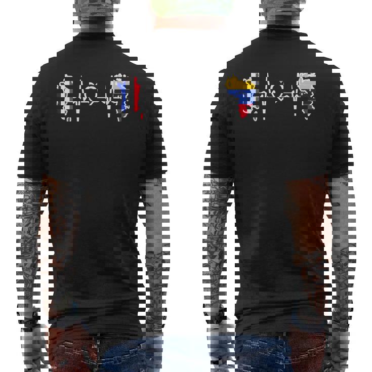 Drapeau Duenezuela France Heartbeat T-shirt imprimé au dos