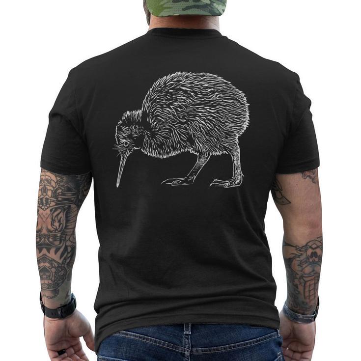 Drawing New Zealand Kiwi Bird T-Shirt mit Rückendruck