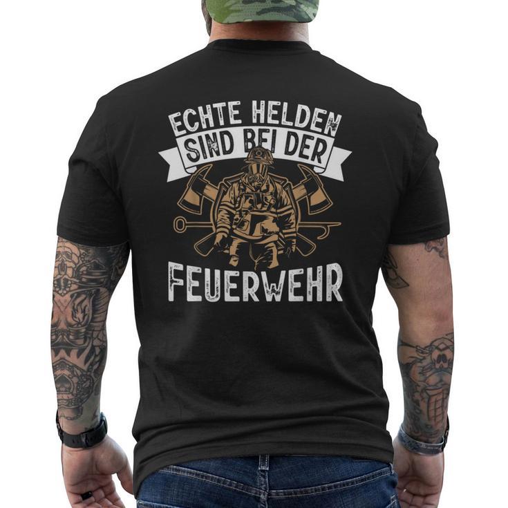 Echte Helden Sind Feuerwehr T-Shirt mit Rückendruck