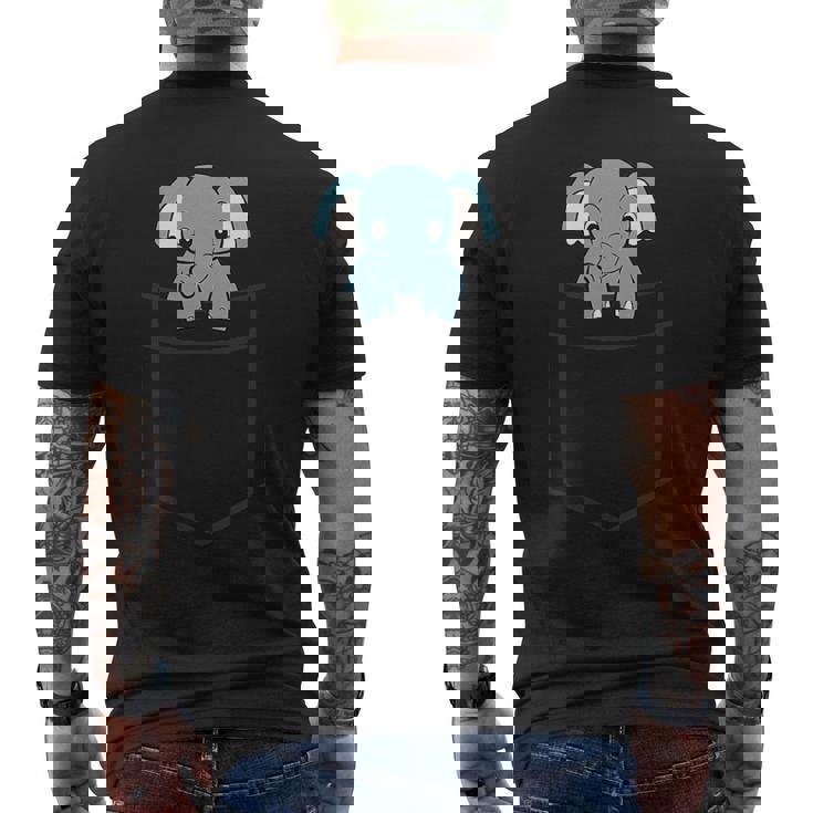 Elephant In The Pocket Cute Pocket Elephant Men's Back Print T-Shirt