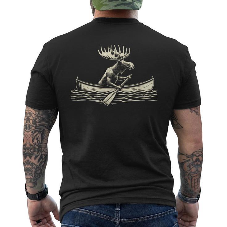 Elk In Canoe T-Shirt mit Rückendruck