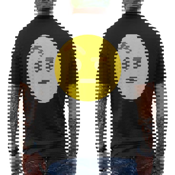 Emoticon Faccia Con Sopracciglio Alzato Espressione Facciale Emote T-shirt da uomo con stampa posteriore