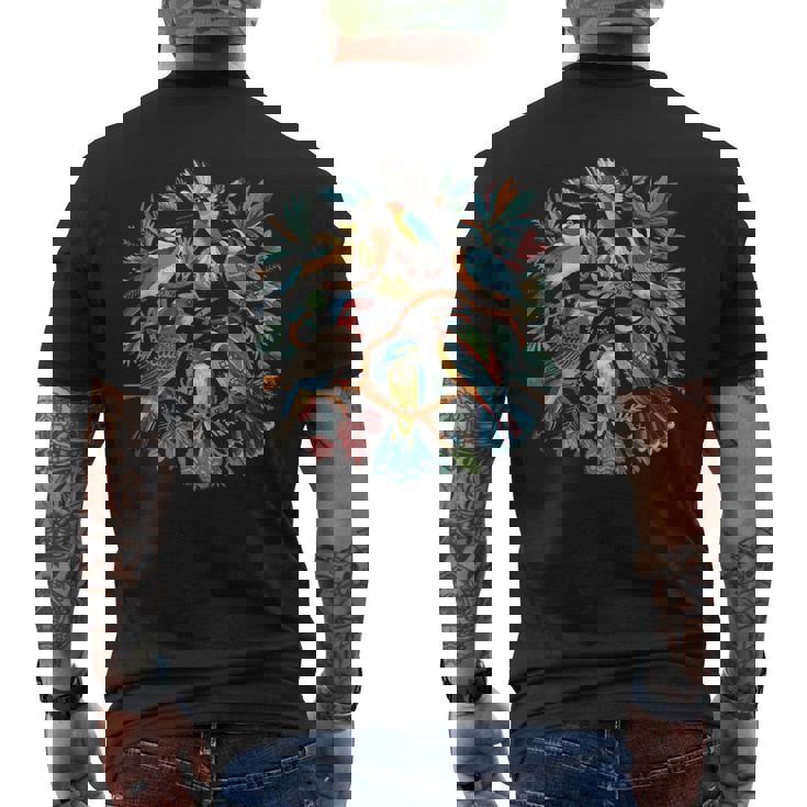 Encuentro De Aves Del Bosque Encantado Observación Artística De Aves Camiseta Hombre Estampado Espalda