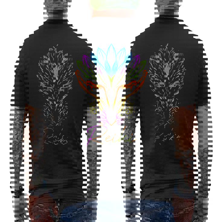 Energy Chakra Holistic Healing Hands Reiki Con Collo A T-shirt da uomo con stampa posteriore
