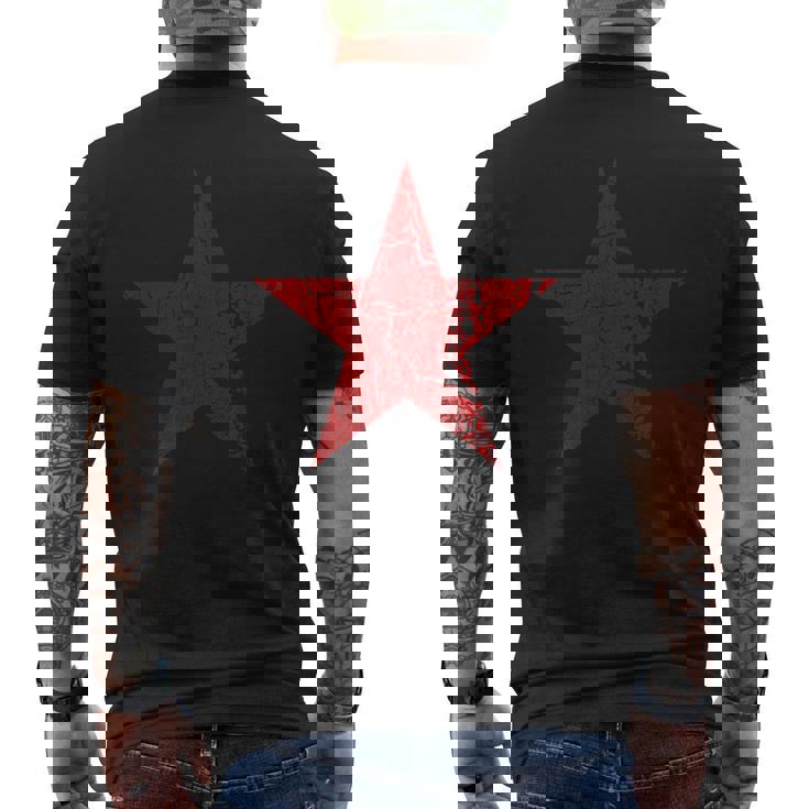 Estrella Roja Envejecida Grunge Estrella Roja De Colorintage Camiseta Hombre Estampado Espalda