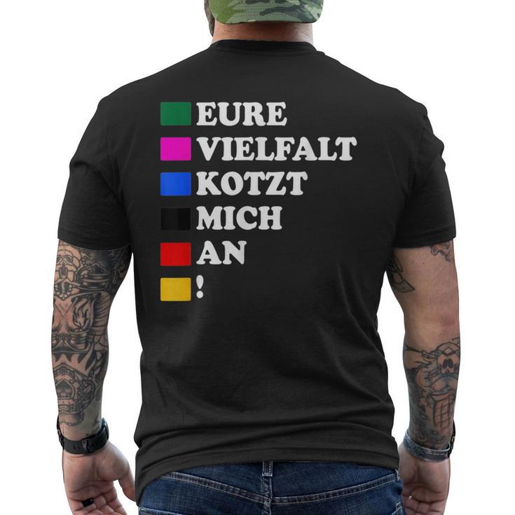 Eureielfalt Kotzt Mich An T-Shirt mit Rückendruck