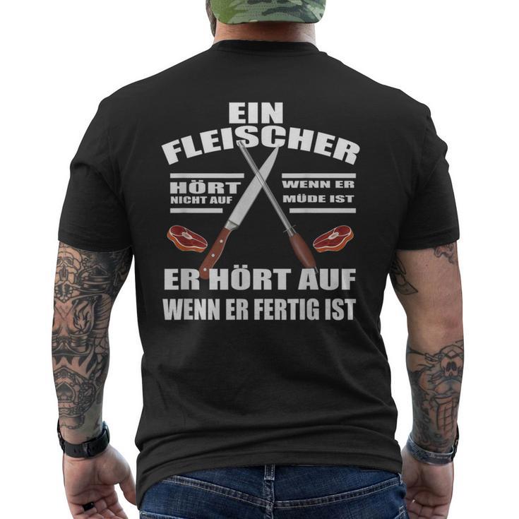 Fleischer Fleischerei Butcher Meister T-Shirt mit Rückendruck