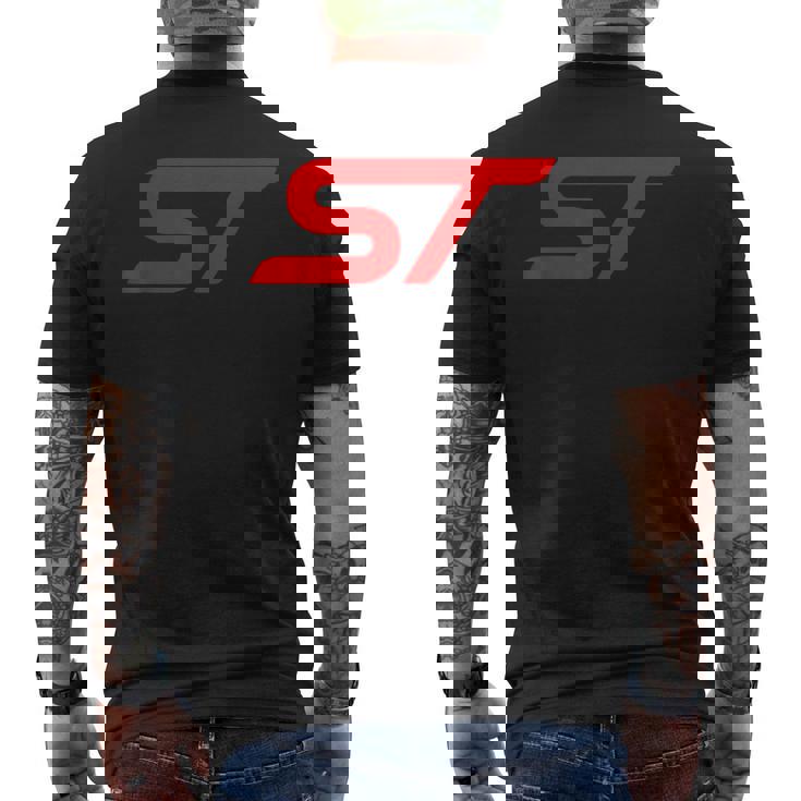 Focus St Basicersione Lettera Rossa T-shirt da uomo con stampa posteriore