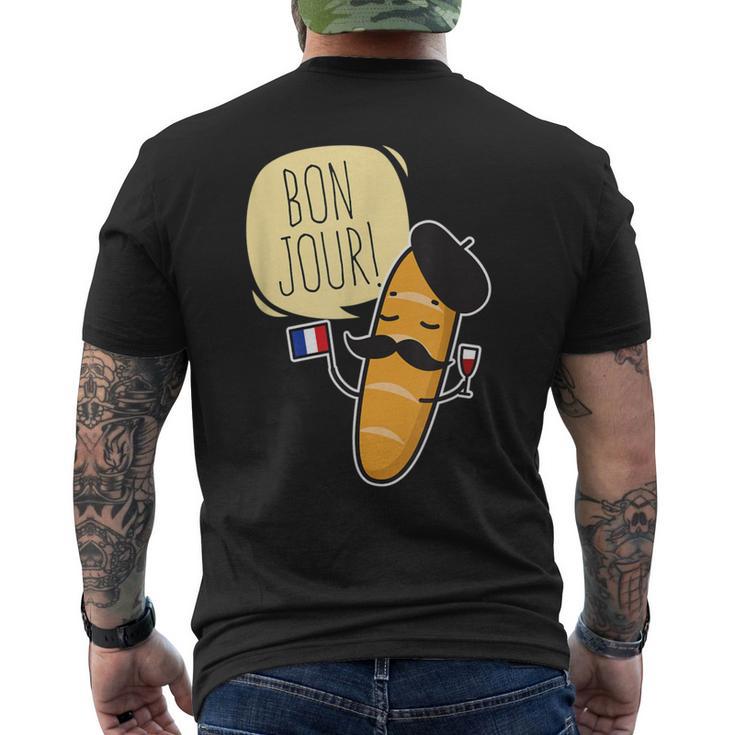 French Baguette Bonjour With France Flag T-Shirt mit Rückendruck