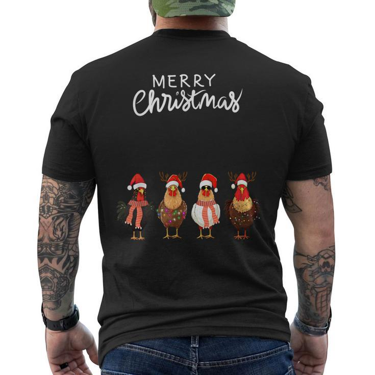 Frohe Weihnachten Hühner Mit Weihnachtsmützen Süßer Hühnerliebhaber T-Shirt mit Rückendruck