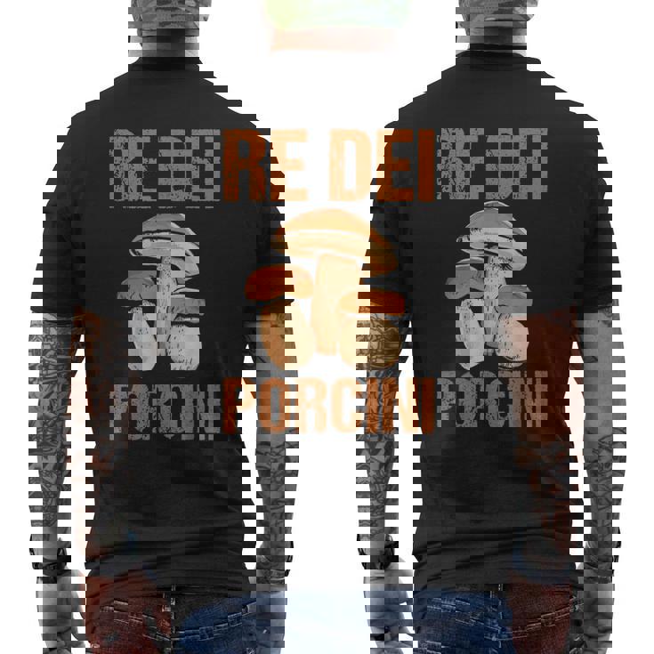 Funghi Re Dei Porcini Fungo Cacciatore Divertente Fungaiolo T-shirt da uomo con stampa posteriore