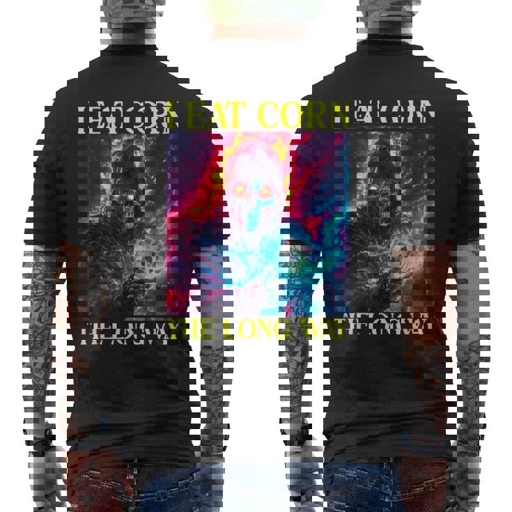 Oddly Specific Dank Meme Flaming Skeleton Men's T-shirt Back Print
